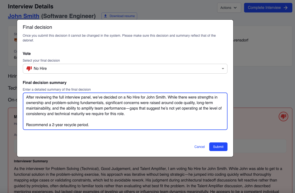 Final Decision Screenshot